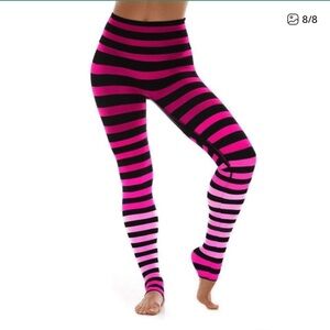 K-Deer Yoga Long Leggings Size XS Stripe Ombre Maroon Pink Athletic workout